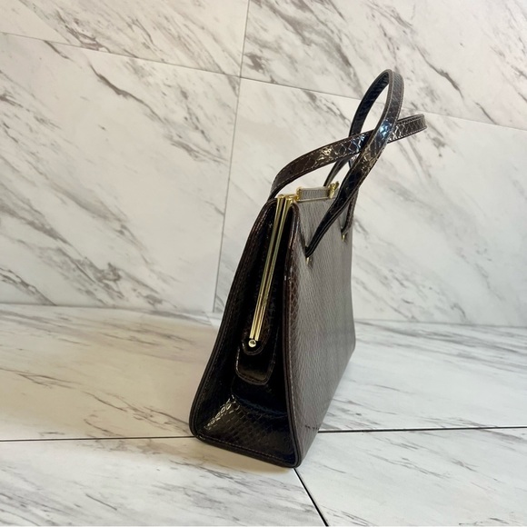 Vintage Naturalizer Patent Snakeskin Pinch Top Leather Mini Purse Bag - Picture 4 of 6